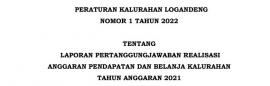 Perkal Logandeng no 1 tahun 2022 tentang LPJ Realisasi APBKal 2021